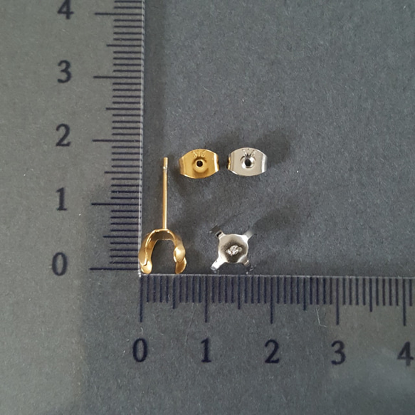 [4pcs]オールステンレス 4つ爪 台座 8mm ピアス サージカルステンレス316ポスト 金属アレルギー対応 5枚目の画像