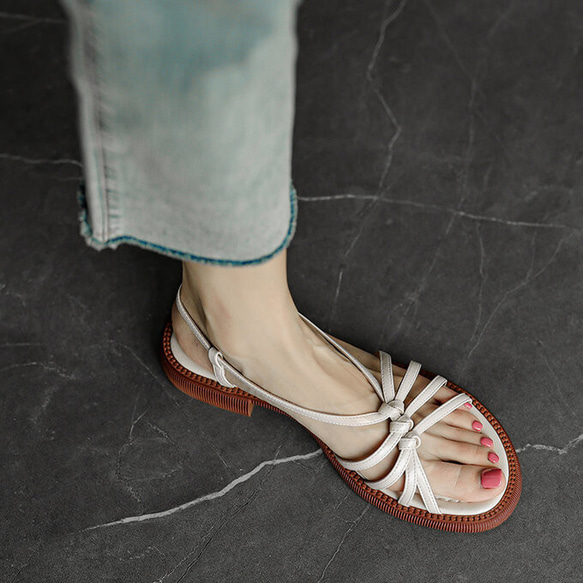 カジュアル サンダル 靴工房 痛くない 靴 婦人靴 韓国 ファッション パンプス 幅広 春 かわいい 春夏 脚長 7枚目の画像