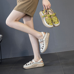 牛皮愛洞靴夏に新作平底サンダルを履いてカジュアルで柔らかい皮で快適な母靴W340 3枚目の画像