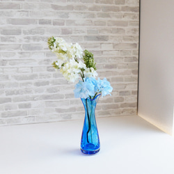 新作：ブルーの花器・ふんわりフリルタイプ 5枚目の画像