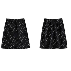 水玉スカート　コットン混紡水玉スカート　ブラック　S-XL #519 18枚目の画像