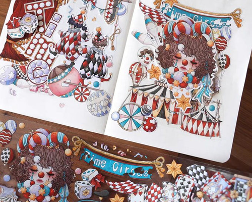 コラージュシート　サーカスBピエロ　人物　ジャーナル素材　紙もの 45f40c336ffd0f0b7b9a368efec238