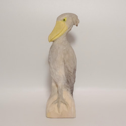 木彫刻 アート 『 ハシビロコウ 』 鳥 オブジェ オリジナル 芸術ハンドメイド 松 手彫り 2枚目の画像