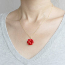 母の日ギフトセット　椿のネックレスとピアスorイヤリングのセット　赤/母の日　ギフト　福袋　和小物　贈り物　薔薇 6枚目の画像