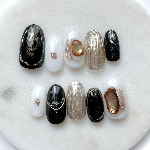 ♡モノトーングレーチェックネイル♡ ネイルチップ　ハンドメイド モノトーンチェックネイル ネイルチップ（つけ爪） メンズネイル