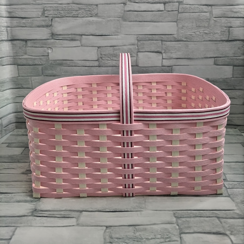 大きめ収納かご さくらピンク 《クラフトバンド》 フリーボックス
