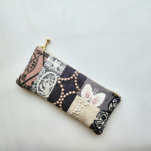 ペンケース メガネケースサイズのポーチ ミナペルホネンパッチワーク