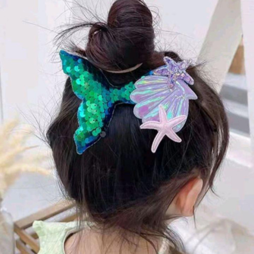 ヘアクリップ マーメイド人魚ピンクブルーホワイトグリーンパープル
