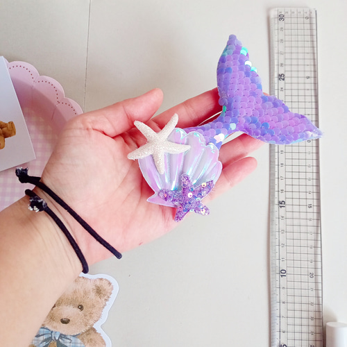 ヘアクリップ マーメイド人魚ピンクブルーホワイトグリーンパープル