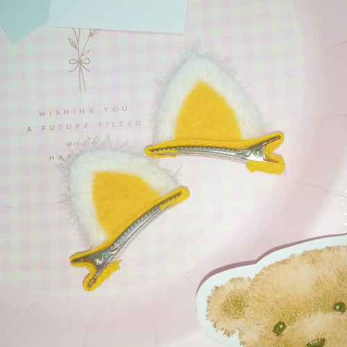 ヘアクリップ2個セット ねこみみ猫耳ネコ 可愛い韓国子供女の子男の子