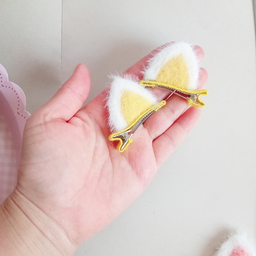 ヘアクリップ2個セット ねこみみ猫耳ネコ 可愛い韓国子供女の子