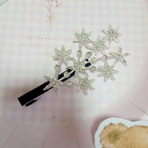 ヘアクリップパッチンどめ ブラック黒パールハートフレンチガーリー