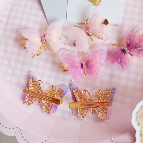 ヘアクリップ6個セット 韓国蝶ちょうかわいい ピンクパープル紫ブルー