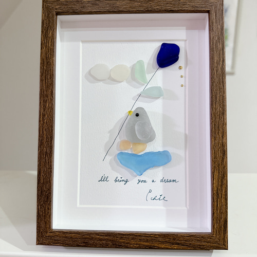 ♡aaページ♡シーグラスアート シーグラスアート 【ペンギンさんからの贈り物】 インテリア