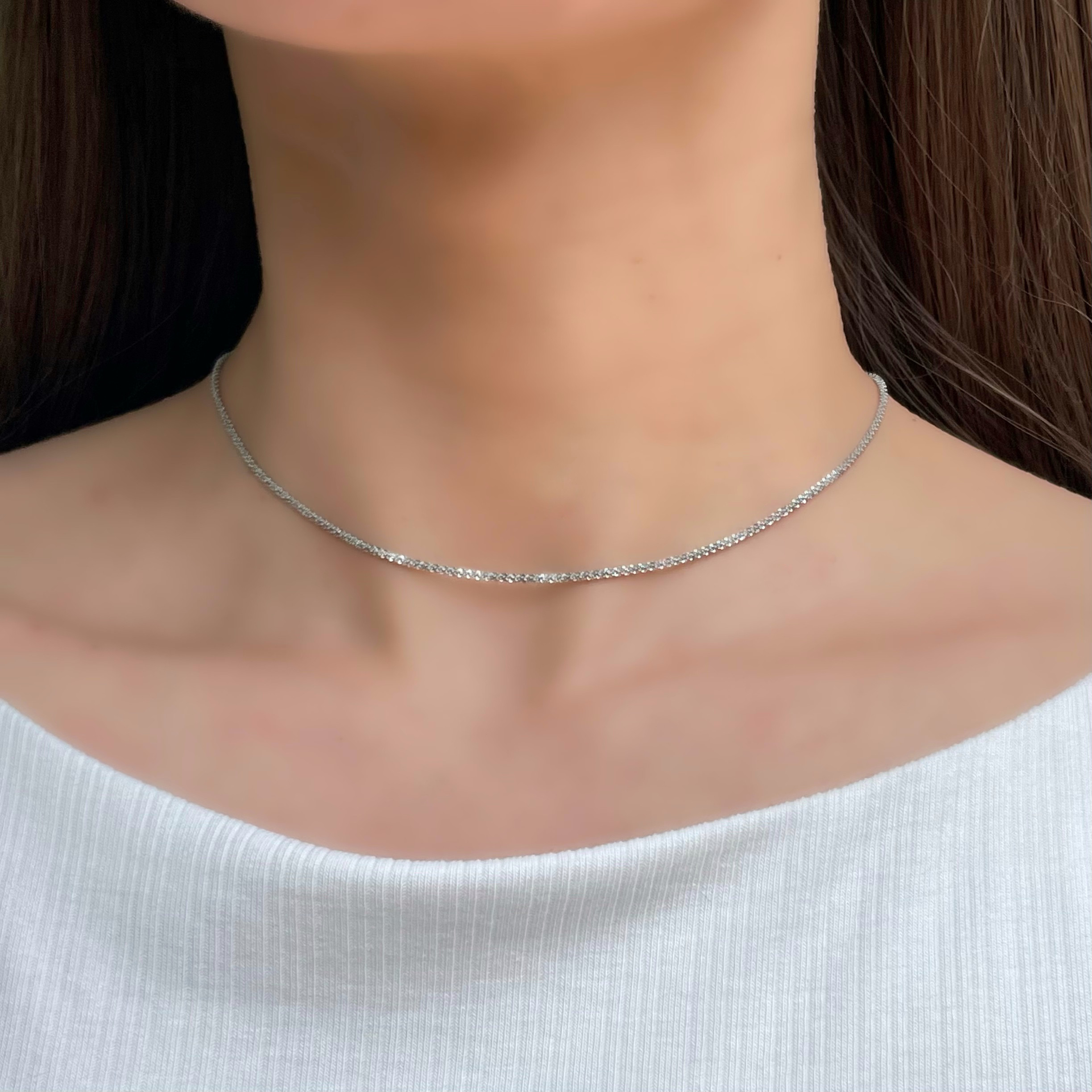261Na【おしゃれ】輝くシルバー　ネックレス　クリスタルチェーン　綺麗 261Na【おしゃれ】輝くシルバー ネックレス クリスタルチェーン