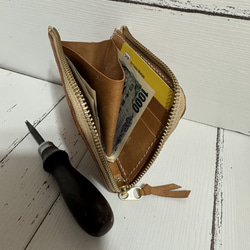 Ｌ型ラウンド財布本革レザー手縫いコンパクト財布財布 2枚目の画像