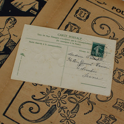 アンティークポストカード 四つ葉のクローバー＆忘れな草 エンボス フランス 1910年 4枚目の画像