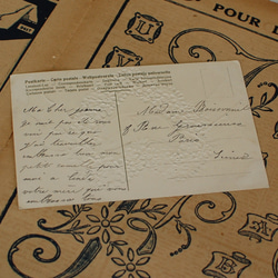 アンティークポストカード 忘れな草 ハード エンボス フランス 1909年 4枚目の画像