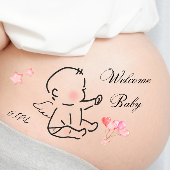 新品⭐️マタニティフォト用シール タトゥーシール マタニティフォト 赤ちゃん マタニティシール タトゥーシール ボディシール マタニティフォト