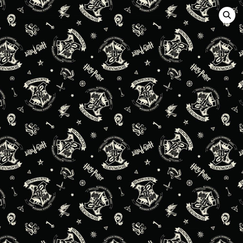 ハリーポッター「ホグワーツ紋章&アイコン ブラック」 生地 Hirondelle