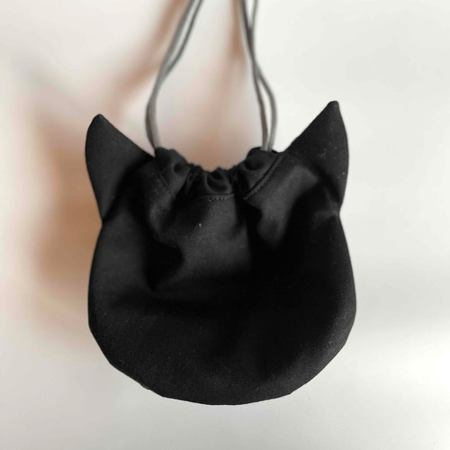 jou lier 猫ちゃん顔の巾着 ドローストリングバッグ ポーチ