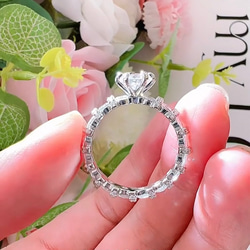 ラウンド 高炭素ダイヤモンド キラキラ ゴージャス ラグジュアリー エタニティリング 指輪 フル 白 ホワイト 14枚目の画像