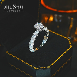 ラウンド 高炭素ダイヤモンド キラキラ ゴージャス ラグジュアリー エタニティリング 指輪 フル 白 ホワイト 8枚目の画像