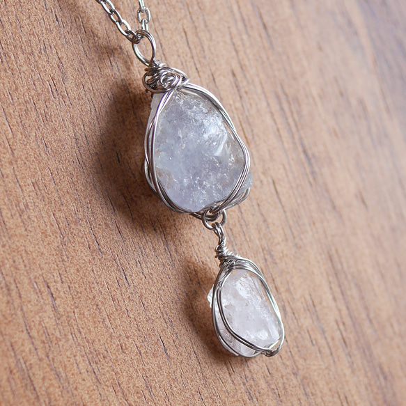 レア☆ワイヤー巻き☆宝石質 フェナカイト（ロシア産）チェーン付