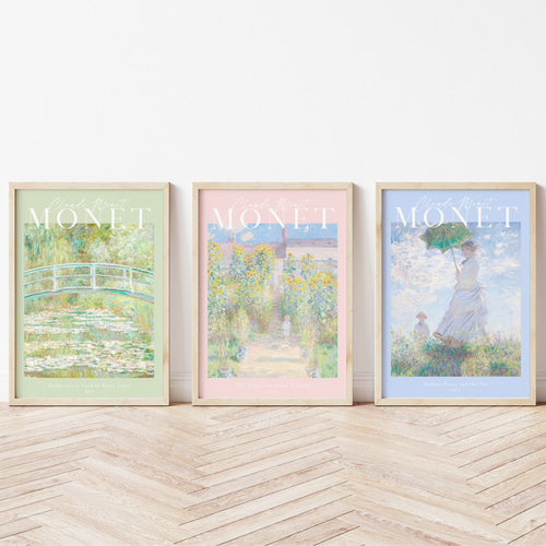 モネ 3枚セット アートポスター パステル 春夏 風景画 アート 絵画