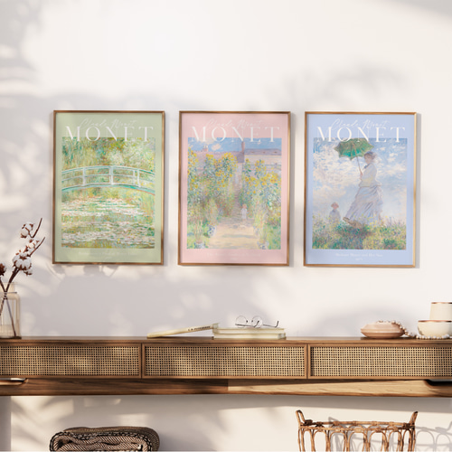 モネ 3枚セット アートポスター パステル 春夏 風景画 アート 絵画