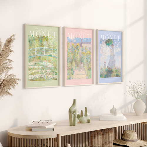 モネ 3枚セット アートポスター パステル 春夏 風景画 アート 絵画