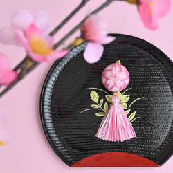 ハンドメイドチャーム バッグチャーム カメリア ミニバッグ タッセル