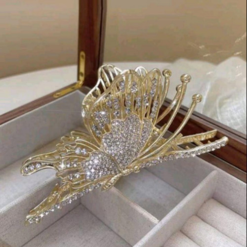 バンスクリップヘアクリップ ゴールド金シルバー銀キラキラライン 