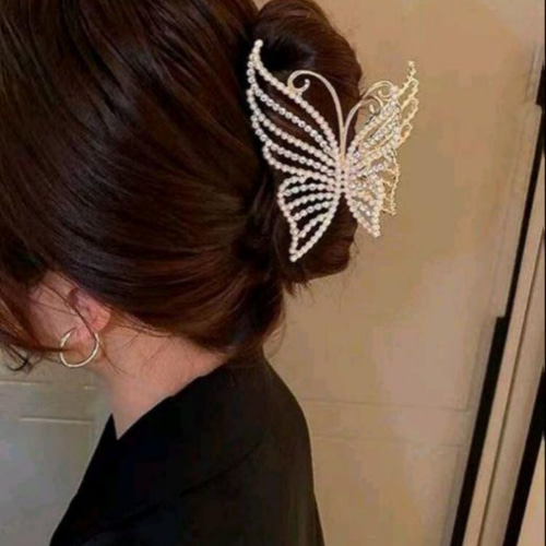 バンスクリップヘアクリップ ゴールド金シルバー銀キラキラライン