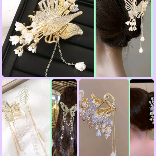 ストーン付きカチューシャとバナナクリップセット美品 キラキラ