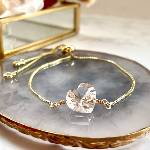 K14WG ハートモチーフダイヤモンドブレスレット K14WG ハートモチーフダイヤモンドブレスレット ハートモチーフ フル