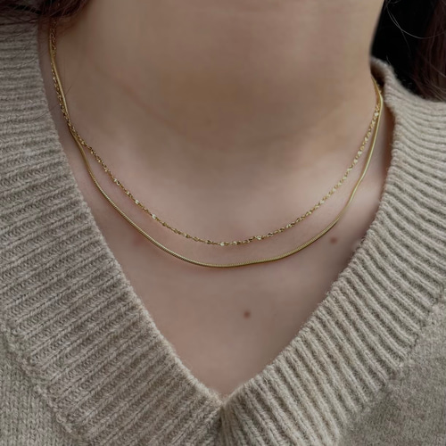 2本セット ステンレス つけっぱなしOK アレルギー対応 ダブルチェーン