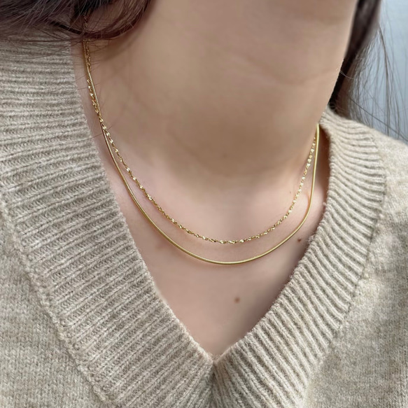 2本セット ステンレス つけっぱなしOK アレルギー対応 ダブルチェーン