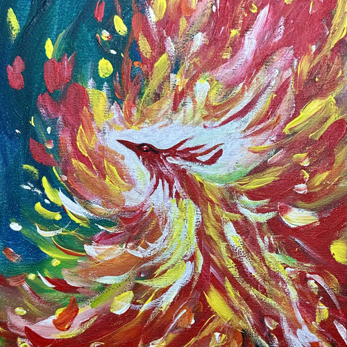 絵画　花　原画 原画 「命の花」 額サイズ 35×48㎝ パワーアート 絵画 息吹 友也