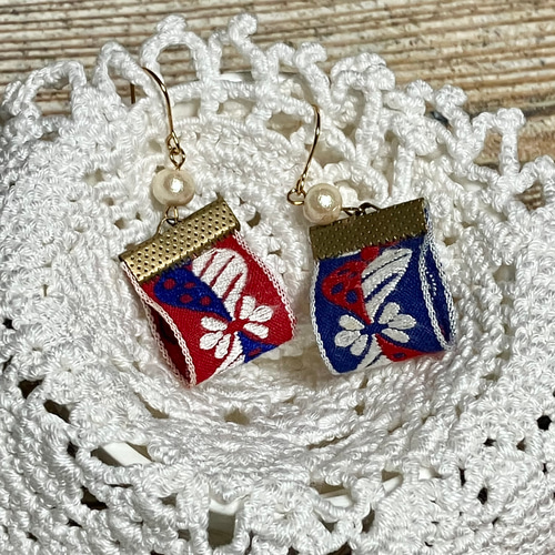 MOKUBA ビジュー ビンテージ チロリアンテープ リボン ピアス