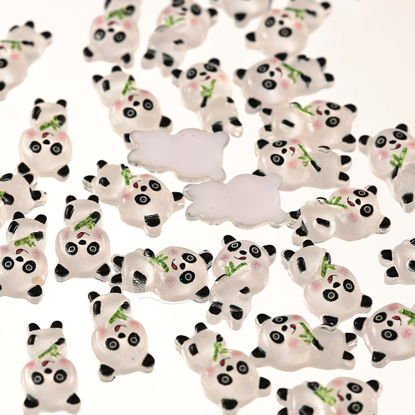 デコパーツ クマ パンダ 12mm 白 250個 動物 熊 3D ネイルパーツ ミニ ハンドメイド パーツ BD3765 1枚目の画像