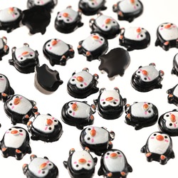 デコパーツ 動物 鳥 ペンギン 9mm 黒 250個 3D アニマル ネイルパーツ ミニ 手芸 パーツ BD3766 1枚目の画像