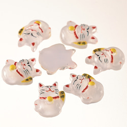デコパーツ 猫 12mm 白 動物 250個 招き猫 3D ネイルパーツミニ アニマル 手芸 パーツ BD3767 2枚目の画像