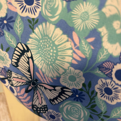 リンググラニーバッグ バンブー 蝶々と花 ライトブルー シャーベットカラー　昭和レトロ 2枚目の画像
