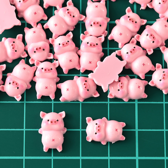 デコパーツ 動物 ぶた 14mm ピンク 200個 3D アニマル ネイルパーツ ミニ 豚 手芸 パーツ BD3776 5枚目の画像