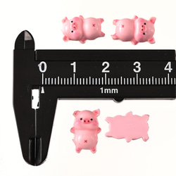 デコパーツ 動物 ぶた 14mm ピンク 200個 3D アニマル ネイルパーツ ミニ 豚 手芸 パーツ BD3776 4枚目の画像
