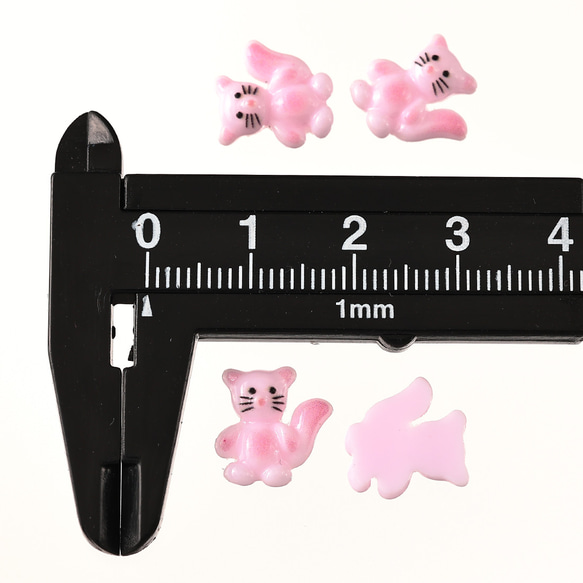 デコパーツ 猫 動物 12mm ピンク 200個 3D アニマル ネイルパーツ ミニ 手芸 パーツ BD3779 4枚目の画像