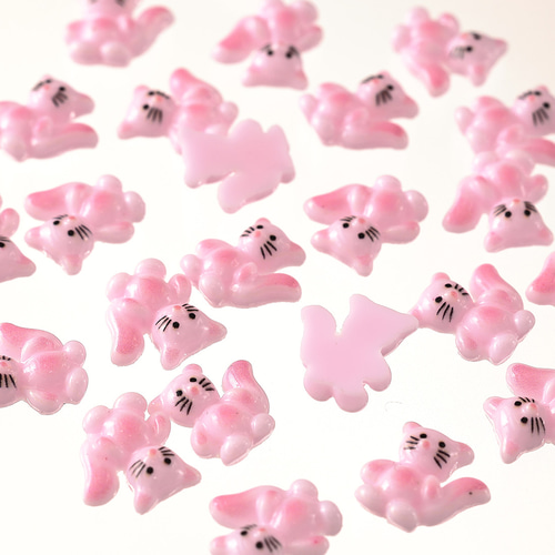 デコパーツ 猫 動物 12mm ピンク 200個 3D アニマル ネイルパーツ ミニ  