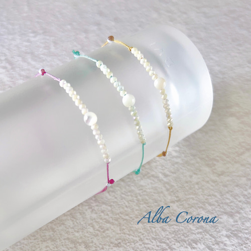 SALE】ピュアな輝き✨マザーオブパールのお守り ミサンガ ブレスレット