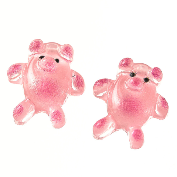 デコパーツ 動物 ぶた 8mm ピンク 250個 3D アニマル ネイルパーツ ミニ 手芸 パーツ BD3784 3枚目の画像